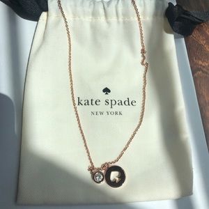 Kate Spade Rose Gold clover and gem necklace